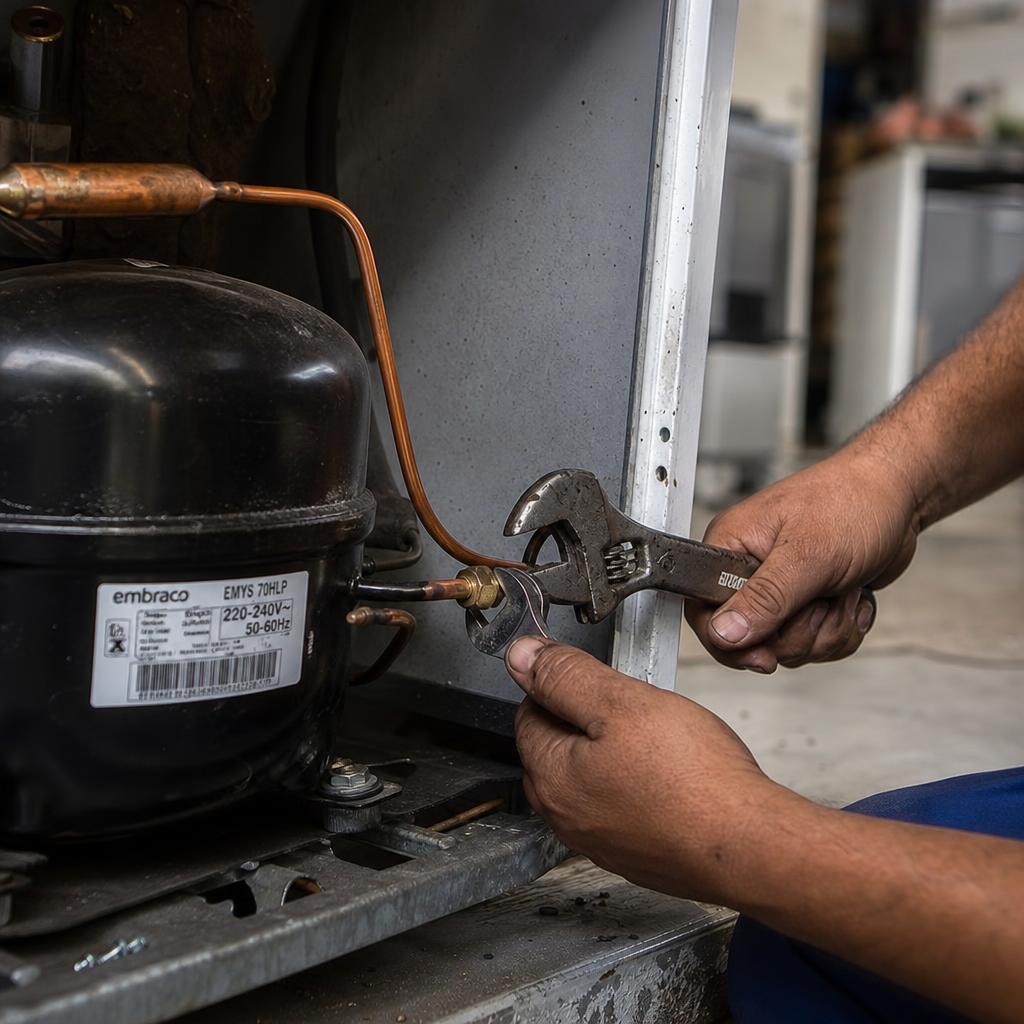 Manutenção detalhada do compressor e tubulação de cobre