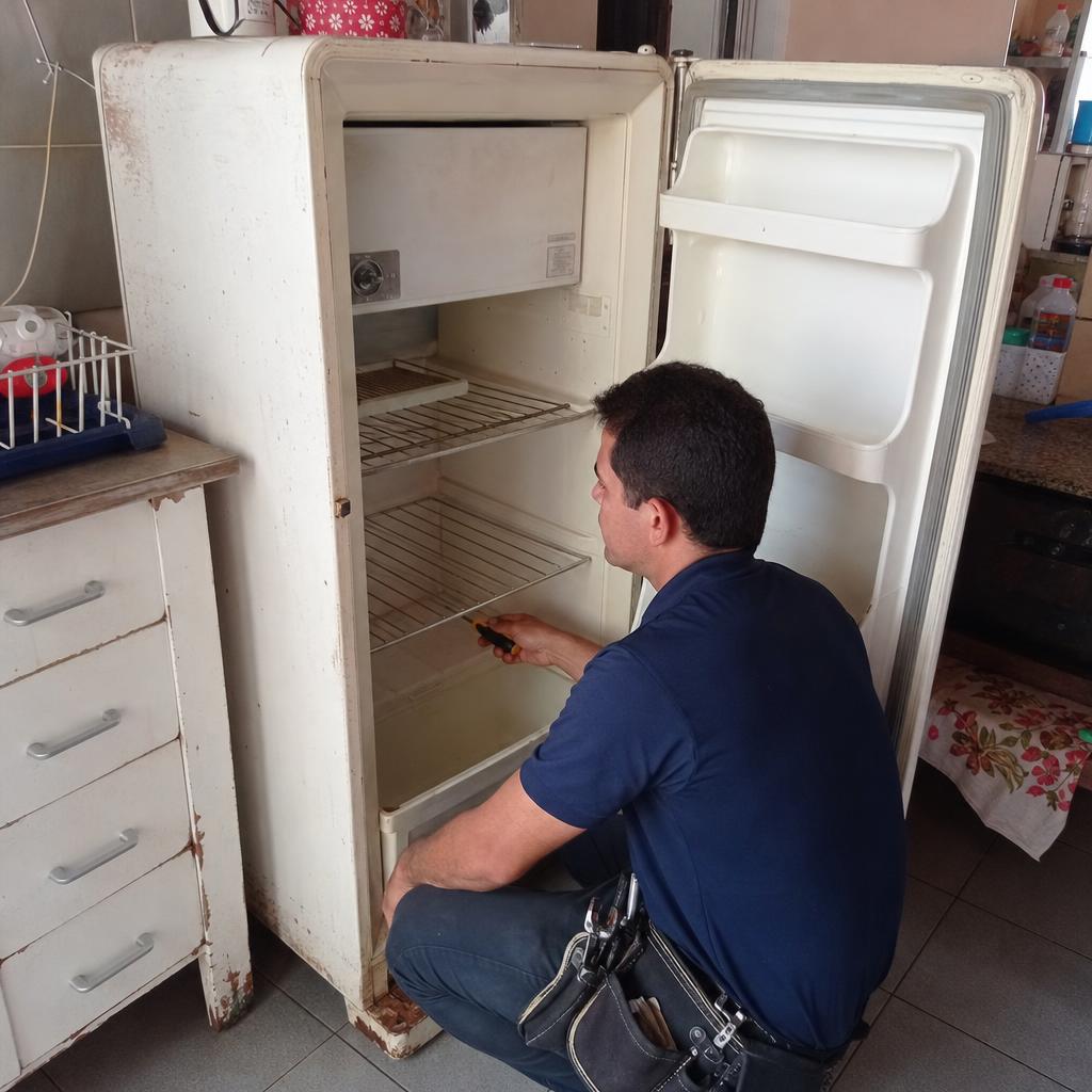 Diagnóstico técnico em geladeira antiga