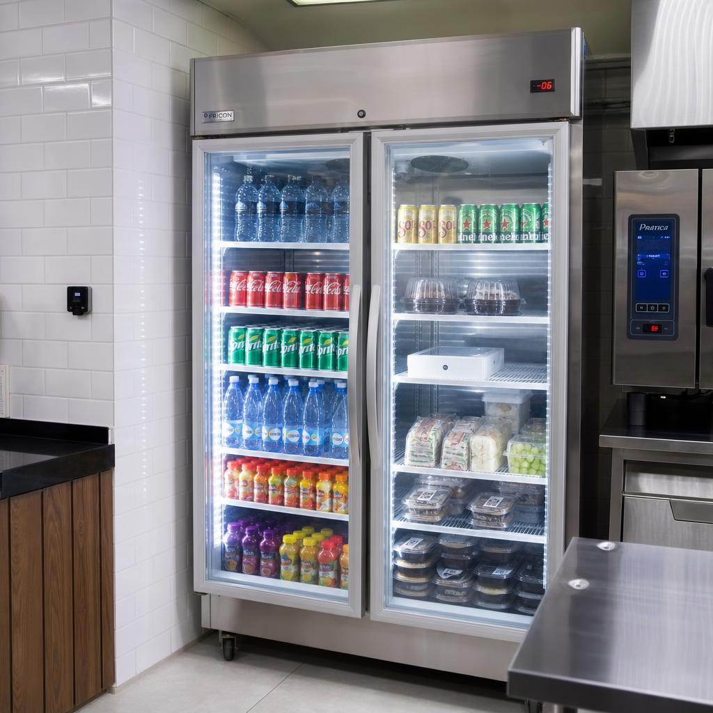 Geladeira comercial de aço inox para restaurantes